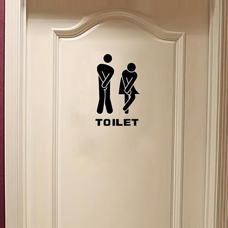 Summer Toilet Sign Sticker, 1 Count Man Woman Toilet Sticker, Diy Decorative Removable Bathroom Vinyl Decal Sticker, Bathroom Accessories, Funny Bathroom Door Decor for Home, Home Gadget