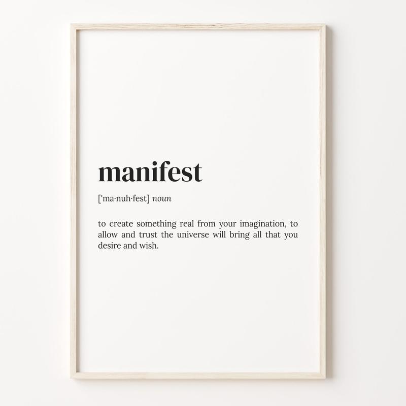 Manifest Definition Print, Dictionary Poster, Quote Wall Art, Motivational Art, Manifest Quote Art, Manifest Quote Gift Poster Prints No Framed, Gifts For , Art Prints, Wall Art Home Decor, Big Wall Décor