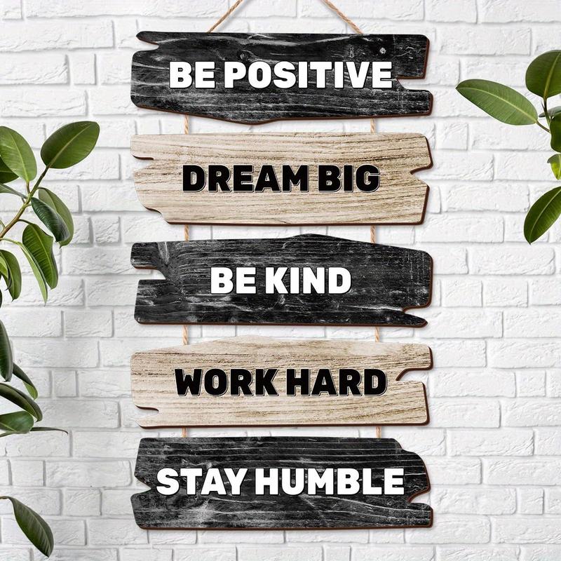 Wooden Wall Hanging Sign, 1 Count Positive Quotes Sign, Wall Art Decoration for Home Living Room Bedroom Accessories