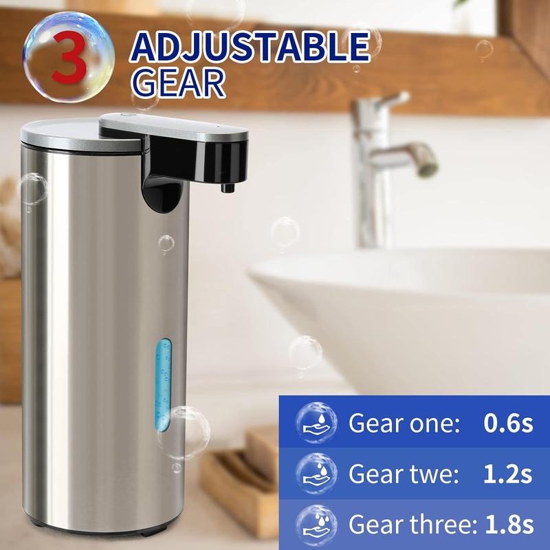 Automatic Soap Dispenser, Type-C Rechargeable Electric Sensor Hand Free Liquid Soap Dispenser with 3 Adjustable Volume Control for Kitchen Bathroom Countertop