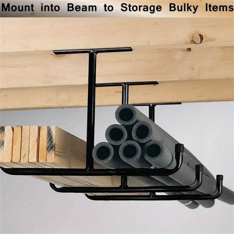 T-shaped Garage Storage Hook Rack, 1 2 Counts Ceiling Installation Hook, Suitable for Hanging Hoses, Wood, and Other Bulky Items