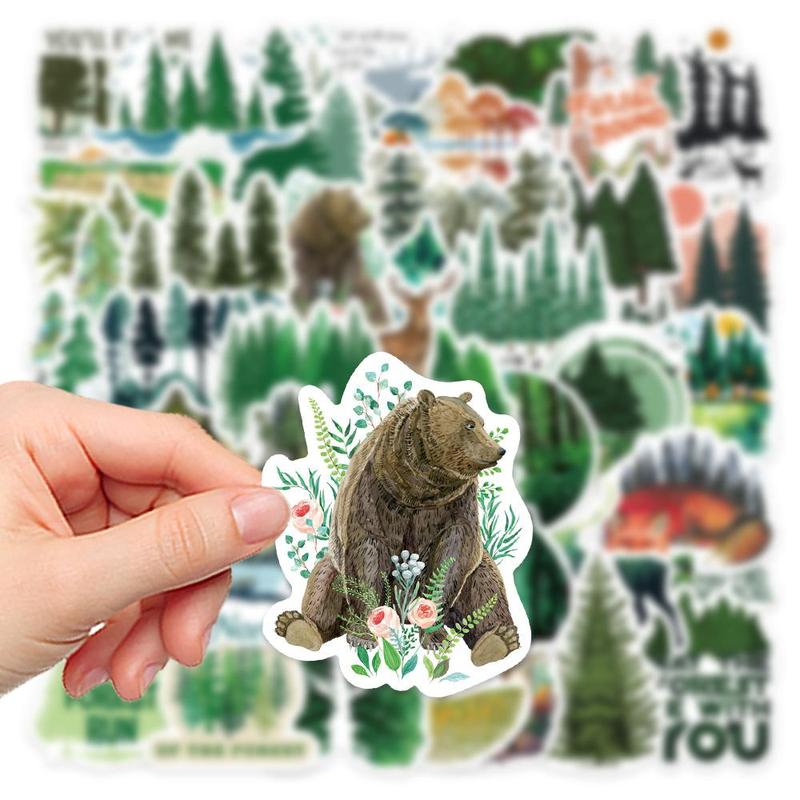 50pcs Creative Forest Landscape Series Graffiti Stickers, DIY Waterproof Decorative Stickers For Water Bottle, Skateboard, Helmet, Bike, Luggage Toy & Laptop