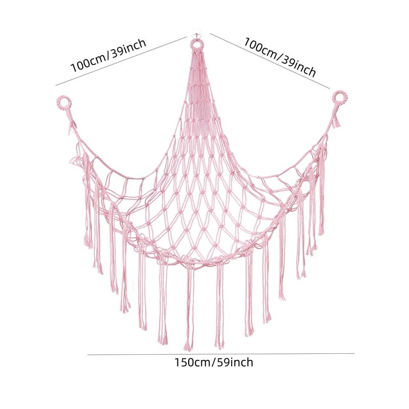 Macrame Toy Hammock, 1 Count Wall Hanging Toy Storage Net, Toy Corner Net Organizer, Home Organizer for Living Room Bedroom