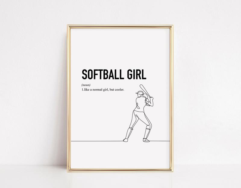 Softball Gift For Girls Softball Girl Gift Poster Softball Wall Art Softball Wall Decor Teen Room Decor