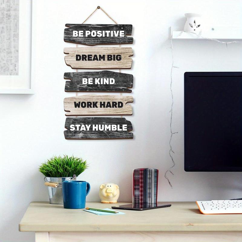 Wooden Wall Hanging Sign, 1 Count Positive Quotes Sign, Wall Art Decoration for Home Living Room Bedroom Accessories