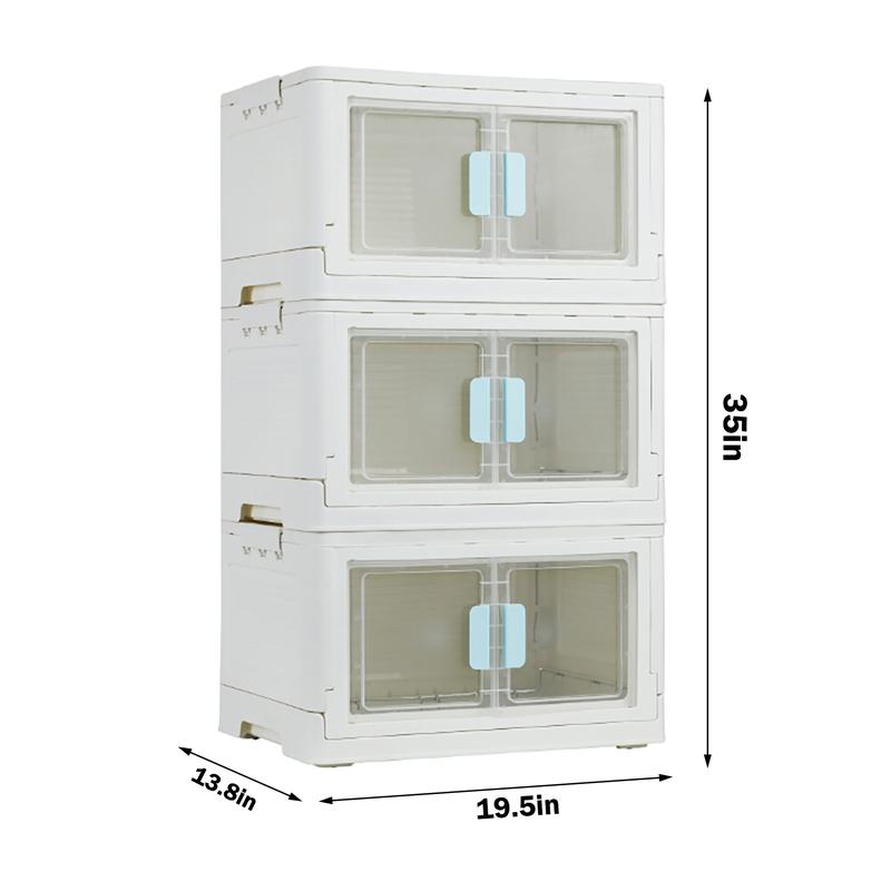 2pcs 3pcs Transparent Foldable Storage Box With 4 Wheels Storage Cabinet