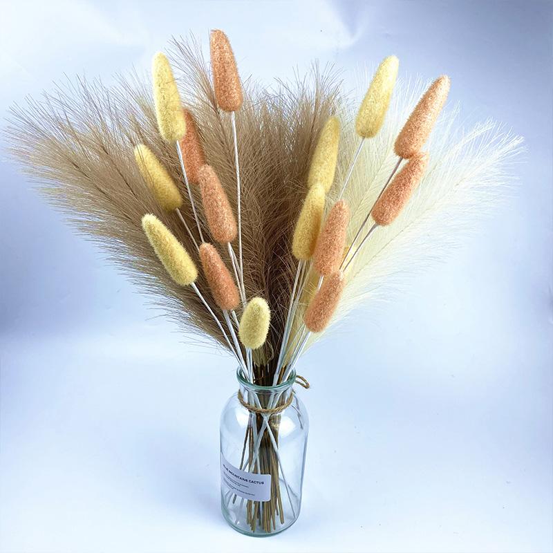 55CM 1PCS Fluffy Pampas Grass Boho Decor Flower Fake Plant Reed Simulated Wedding Party Home Decoration Artificial Flowers