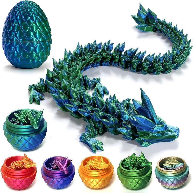 3D Dragon Egg Ornament, 1 Count Creative Laser Engraving Dinosaur with Egg Design Spring Toy, Desktop Decor for Home Office Dormitory Car School