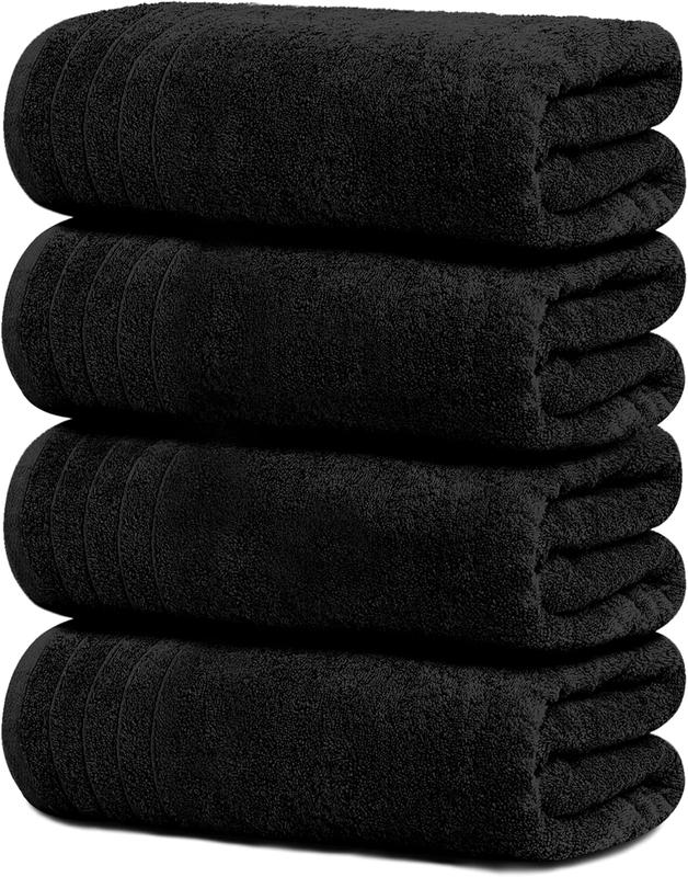 Pack of 4 Extra Large Bath Towels 30 x 60 Inches, 100% Cotton, Larger & Lighter, Quicker to Dry, Lighter Weight, Super Soft and Absorbent, Perfect Bathroom Towels