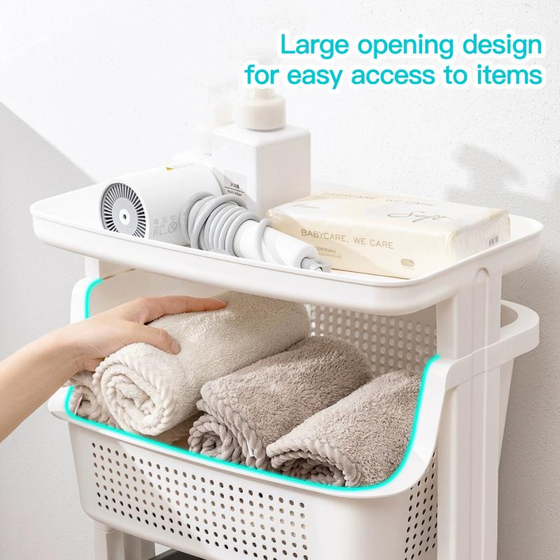 Dirty Clothes Storage Basket Rolling Household Laundry Hamper Stand 360°, with Universal Wheel, Suitable for Kitchen and Toilet