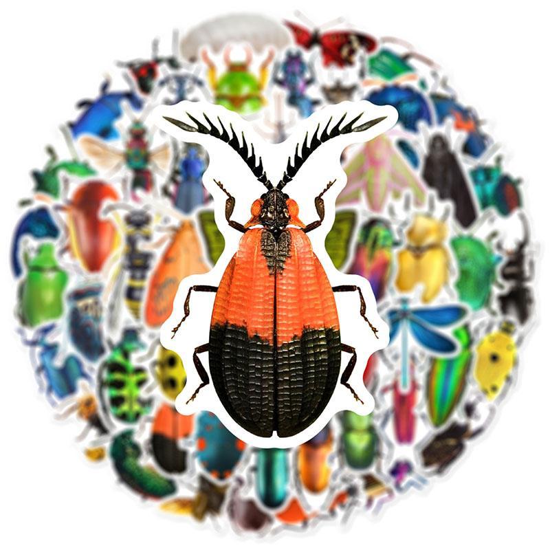 Insect Series Sticker, 50pcs set Self Adhesive DIY Decals, Decorative Sticker for Gift Greeting Card Water Bottle Laptop Phone