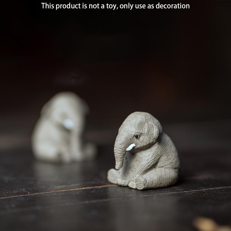 Cute Elephant Shaped Mini Figurine, 1 Count Mini Animal Statue, Desktop Ornament for Home Office Bedroom Living Room