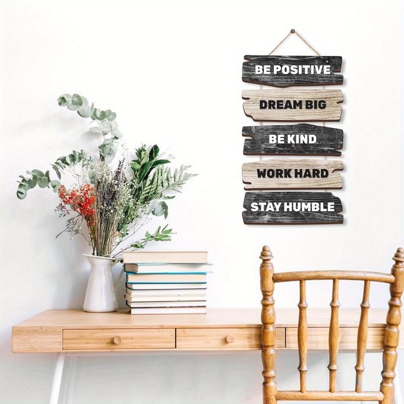 Wooden Wall Hanging Sign, 1 Count Positive Quotes Sign, Wall Art Decoration for Home Living Room Bedroom Accessories