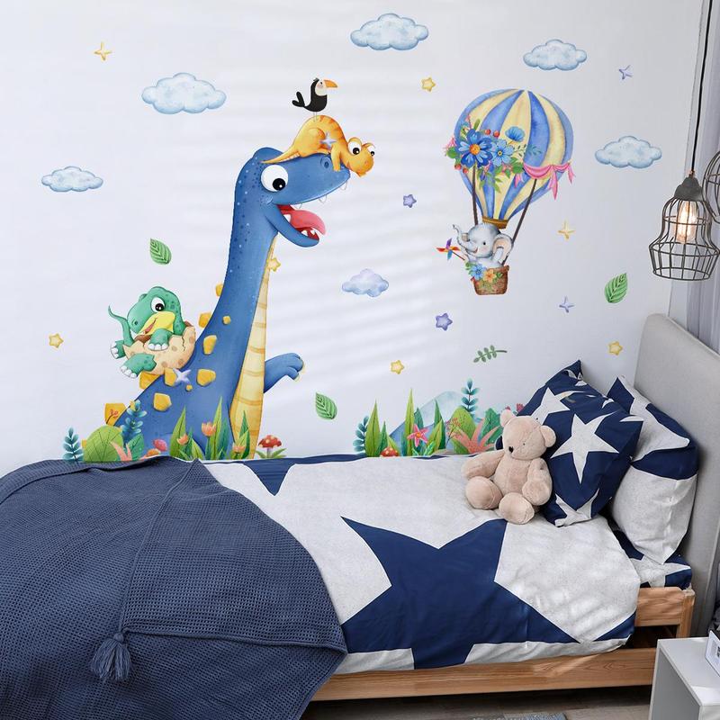 Cartoon Dinosaur Pattern Wall Sticker, 1 Set Self Adhesive Wall Decal, Wall Art Decorative Sticker for Home Living Room Bedroom