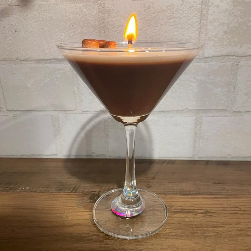 Handmade Espresso Martini Candle Decor with Natural Soy Wax and Cotton Wicks