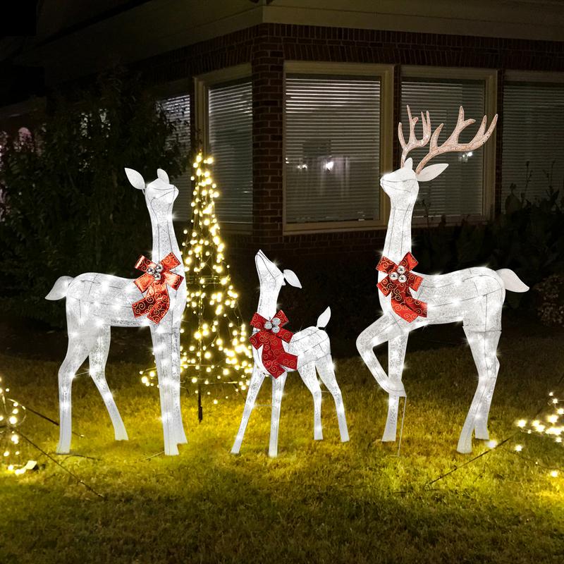 Outdoor Christmas Decorations Yard, Holiday Lighted for Outside Indoor Home Lawn Garden, Led Lights with Stakes Zip Ties (5ft) ，Ornaments