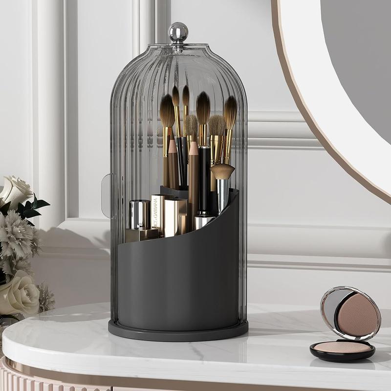 Makeup Brush Holder with Lid 360 Rotating Organizer Waterproof Dustproof Makeup Brushes Storage