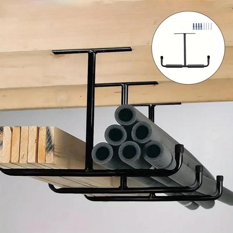 T-shaped Garage Storage Hook Rack, 1 2 Counts Ceiling Installation Hook, Suitable for Hanging Hoses, Wood, and Other Bulky Items