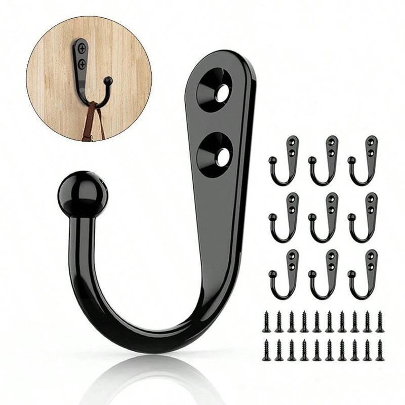 Wall Mounted Hook (10pcs set), Vintage Wall Mounted Hook with Screws, Home Organizer for Clothes, Coats, Hats, Kitchen, Bathroom