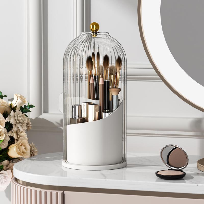 Makeup Brush Holder with Lid 360 Rotating Organizer Waterproof Dustproof Makeup Brushes Storage