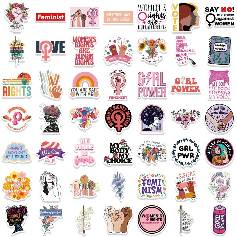 Inspirational Feminism Series Graffiti Sticker, 100pcs Waterproof Sticker Pack for Wall Water Bottle Skateboard Helmet Car Bike Luggage Laptop