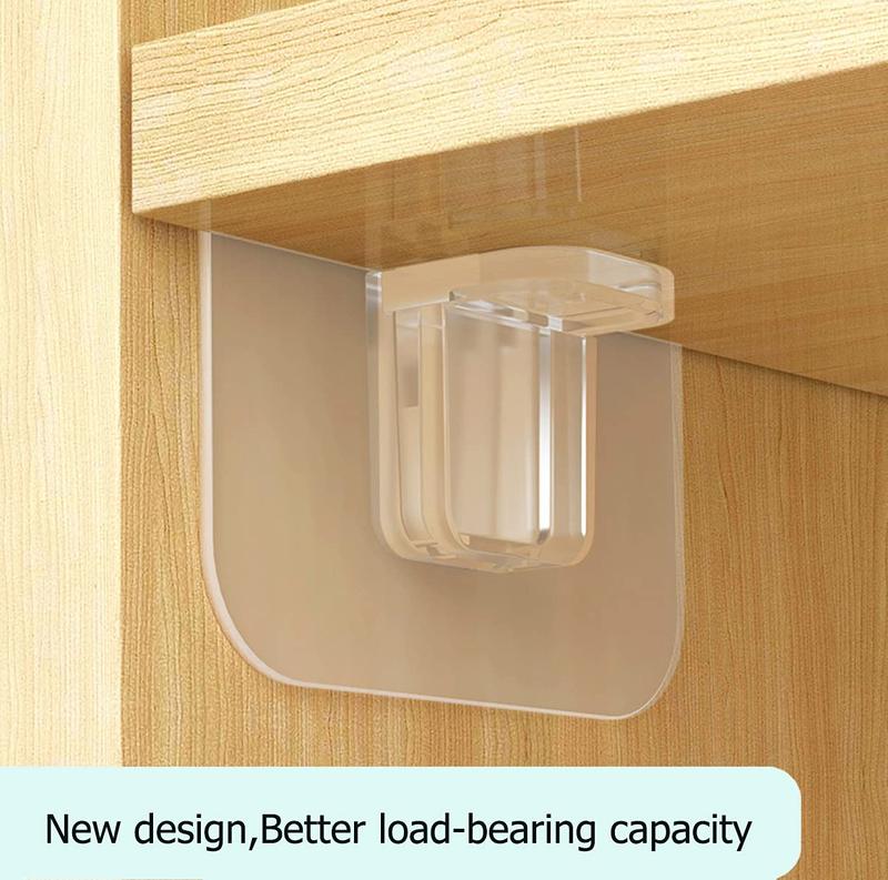 12pcs Clear Self Adhesive Shelf Brackets | Strong Adhesive for Wardrobe Partition | Transparent Shelf Support Tool Plastic