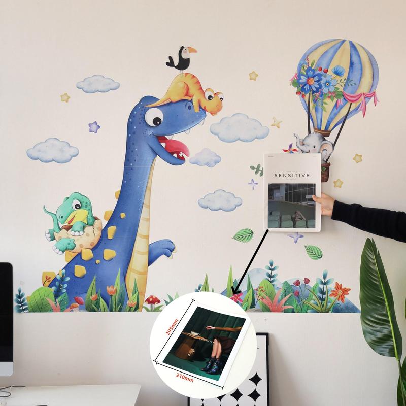 Cartoon Dinosaur Pattern Wall Sticker, 1 Set Self Adhesive Wall Decal, Wall Art Decorative Sticker for Home Living Room Bedroom