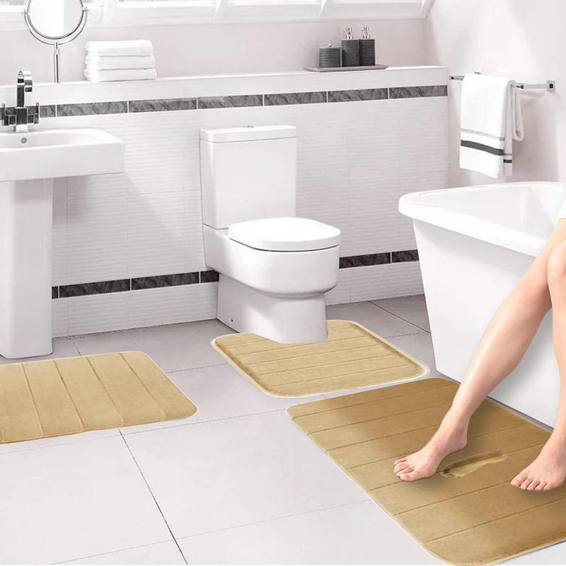 Bathroom Rugs Sets 3 Piece, Ultra Absorbent Memory Foam Bath Mat for Bathroom, Non-slip Machine Washable & Dry Quickly, Universal Soft Comfortable Water Absorption Non-slip Thick Machine Washable Easier to Dry Dark Christmas Clearance Sale