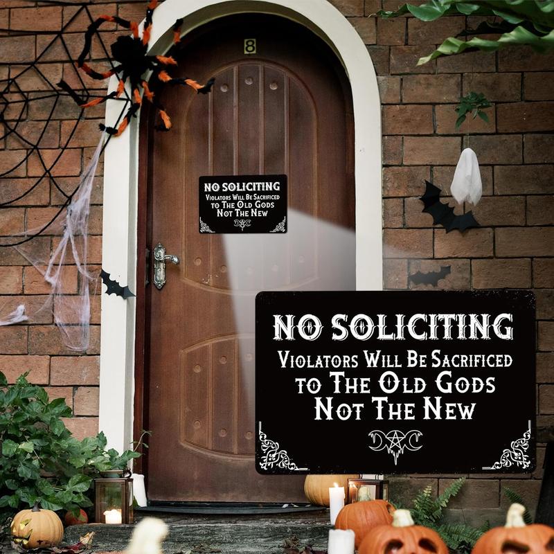 No Soliciting Sign for Front Door, Self-Adhesive Weatherproof Gothic No Solicitors Modern Sign Sticker,UV, Scratch & Fade Resistance No  Signs for House, Business, Apartments, Office Door