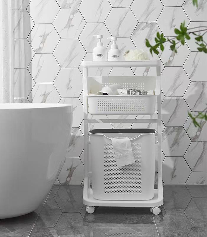 Dirty Clothes Storage Basket Rolling Household Laundry Hamper Stand 360°, with Universal Wheel, Suitable for Kitchen and Toilet