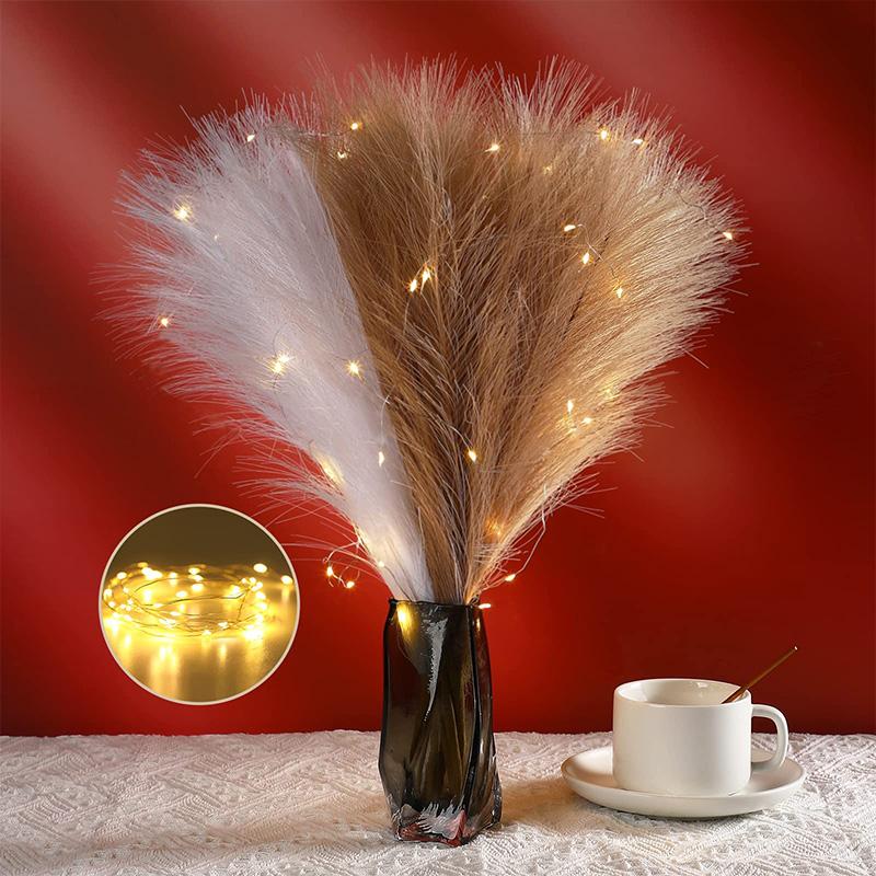 55CM 1PCS Fluffy Pampas Grass Boho Decor Flower Fake Plant Reed Simulated Wedding Party Home Decoration Artificial Flowers