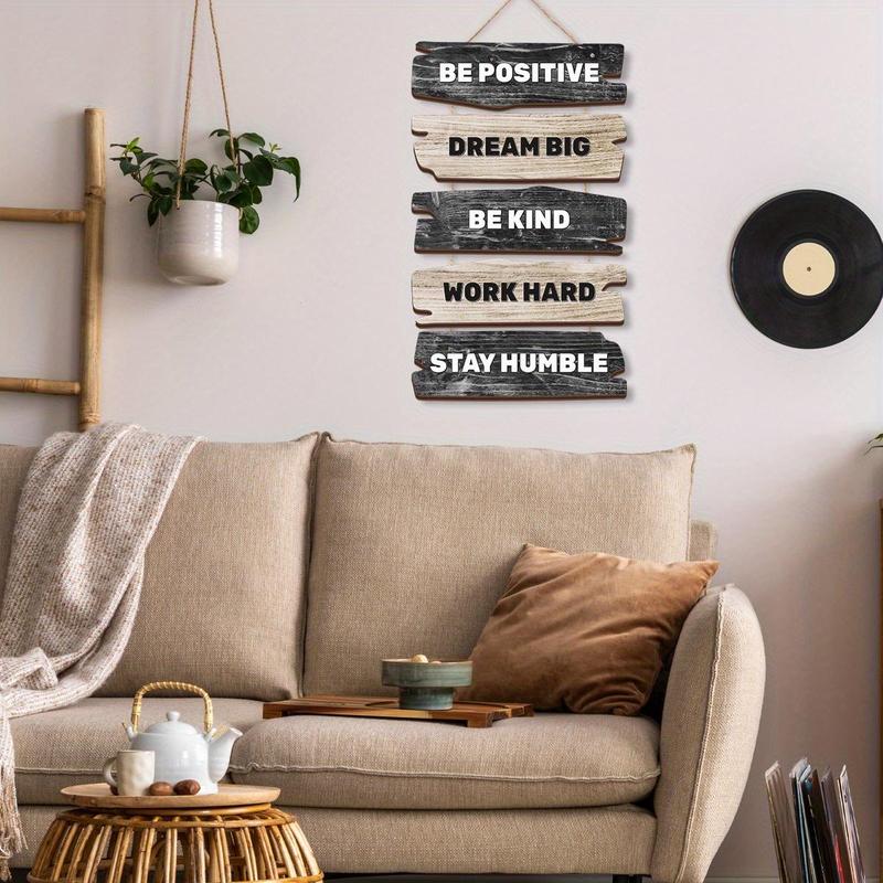 Wooden Wall Hanging Sign, 1 Count Positive Quotes Sign, Wall Art Decoration for Home Living Room Bedroom Accessories