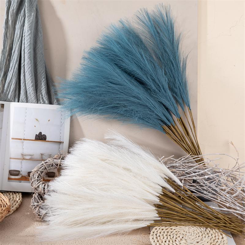 55CM 1PCS Fluffy Pampas Grass Boho Decor Flower Fake Plant Reed Simulated Wedding Party Home Decoration Artificial Flowers