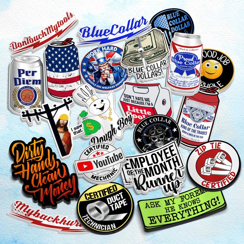 Blue Collar Dollars Sticker - Hard Hat Stickers, Funny Sarcastic Stickers, Cooler, Toolbox, Meme Prank, Laptop, Decal