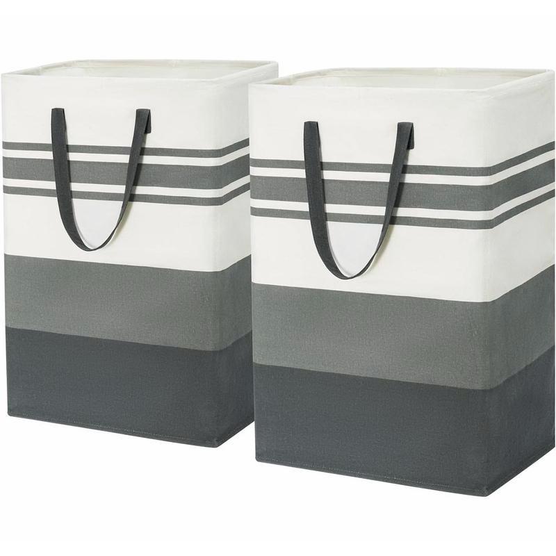 2-Pack 75L Grey Large Laundry Hamper for Toys! Tall with Extended Handles, Folding, for Do