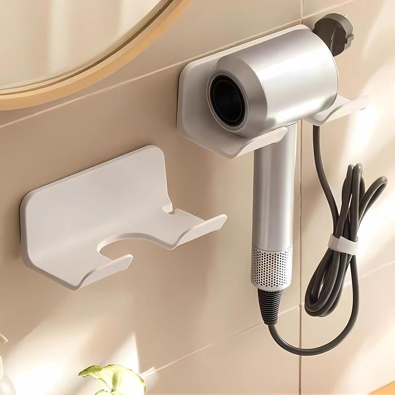 Universal Hair Dryer Holder, Blow Dryer Hanger Wall Mount for Hair Dryer Hook with Plug&Cord Organizer Self Adhesive for Cabinet Bathroom(1 Pack White)