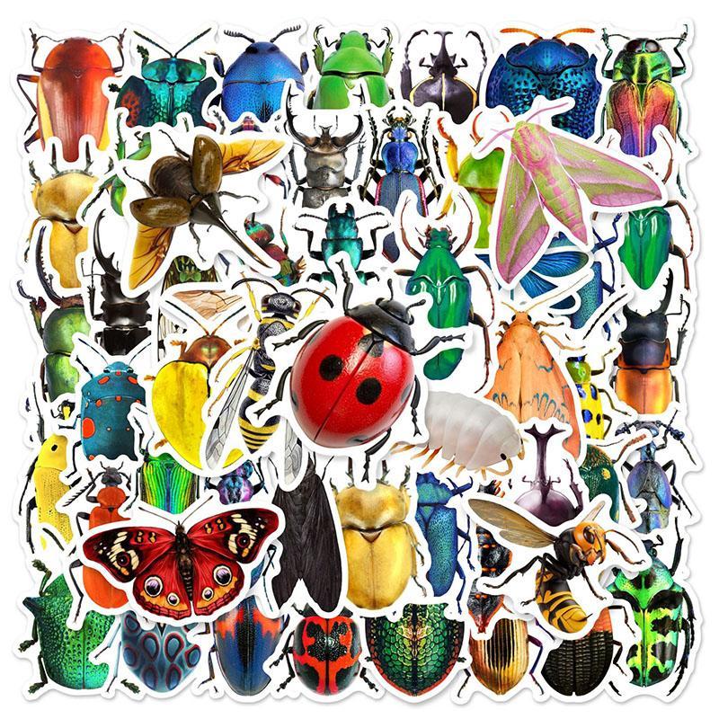 Insect Series Sticker, 50pcs set Self Adhesive DIY Decals, Decorative Sticker for Gift Greeting Card Water Bottle Laptop Phone