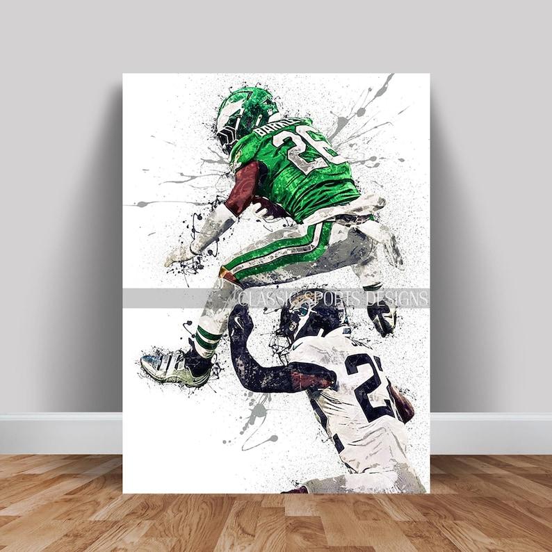 Saquon Barkley Poster, Philadelphia Eagles, Reverse Hurdles Jarrian Jones, Wall Art Print, Mancave Gift, Sports Art Decor Decoration