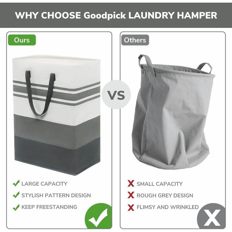 2-Pack 75L Grey Large Laundry Hamper for Toys! Tall with Extended Handles, Folding, for Do