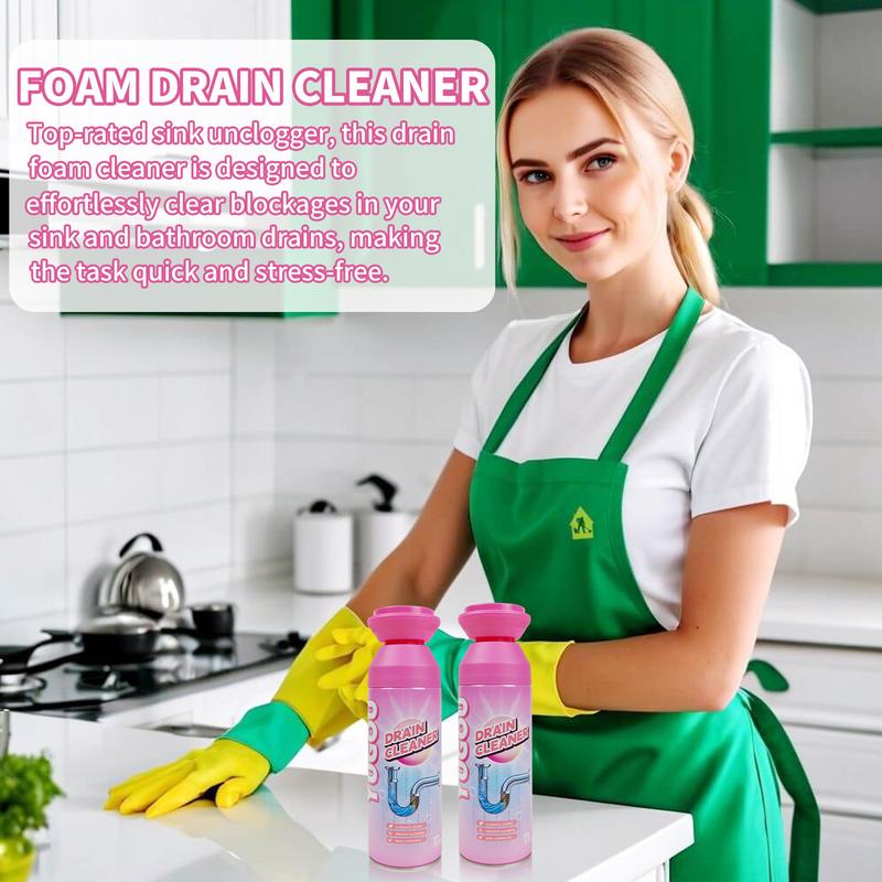 Yugou Drain Cleaner, Sink Drain Cleaner, Foam Drain Cleaner, Sink Cleaner and Deodorizer, Drain Clog Remover for Kitchen Drains, Sinks, Shower Drains, Tubs bathroom  cleaner