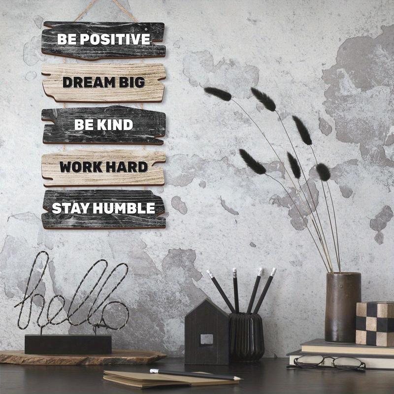 Wooden Wall Hanging Sign, 1 Count Positive Quotes Sign, Wall Art Decoration for Home Living Room Bedroom Accessories