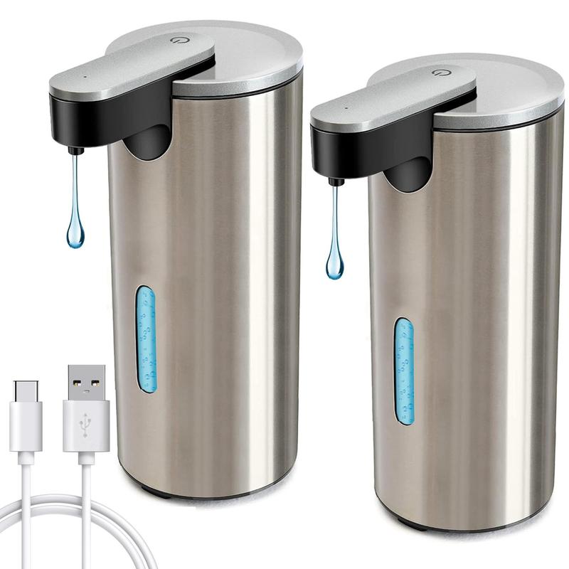 Automatic Soap Dispenser, Type-C Rechargeable Electric Sensor Hand Free Liquid Soap Dispenser with 3 Adjustable Volume Control for Kitchen Bathroom Countertop