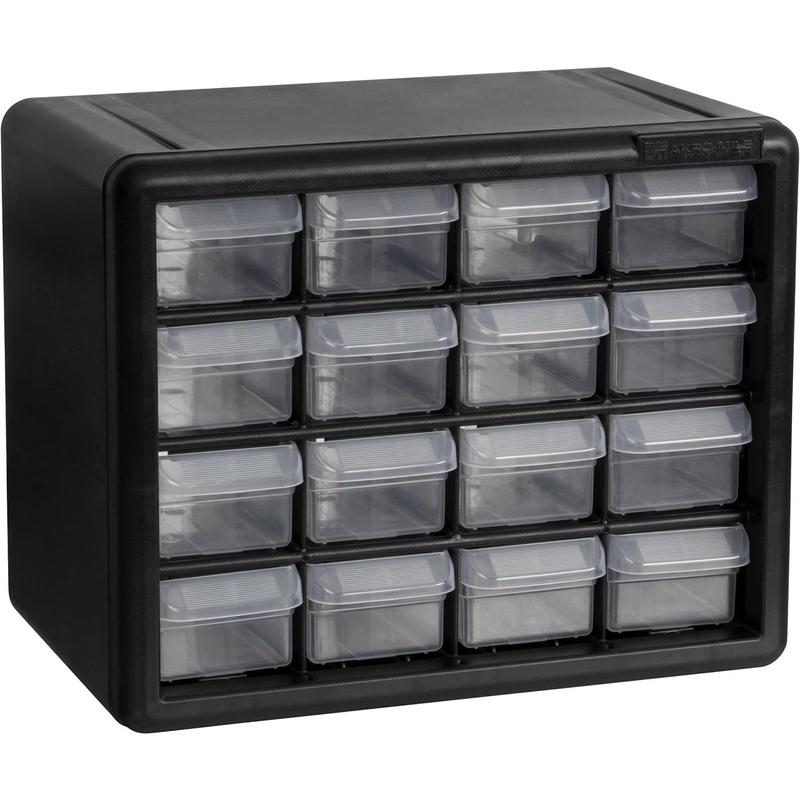 16-Drawer Plastic Drawer Storage Cabinet for Garage Organization,Storage, Teacher Toolbox, Makeup Organizer,10-1 2-Inch W x 6-3 8-Inch D x 8-1 2-Inch H, Black