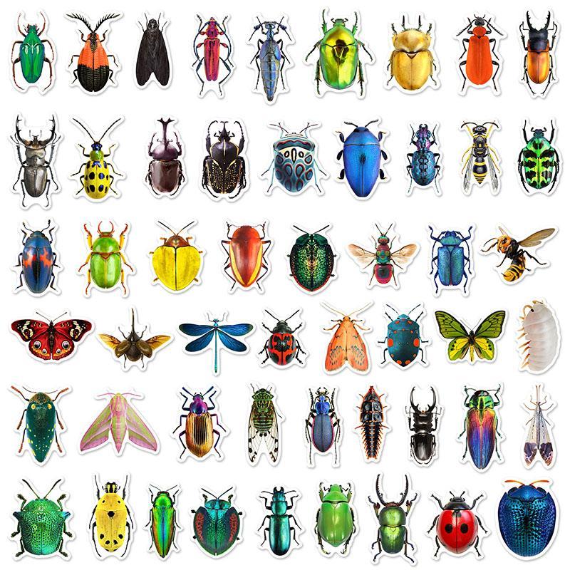 Insect Series Sticker, 50pcs set Self Adhesive DIY Decals, Decorative Sticker for Gift Greeting Card Water Bottle Laptop Phone