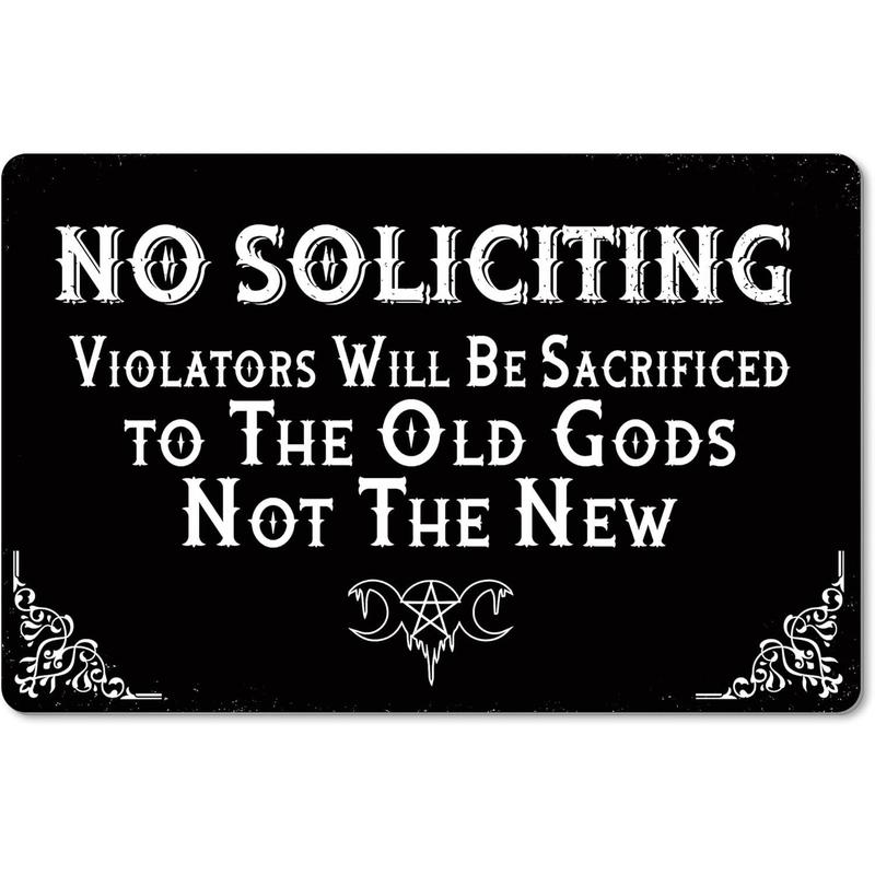 No Soliciting Sign for Front Door, Self-Adhesive Weatherproof Gothic No Solicitors Modern Sign Sticker,UV, Scratch & Fade Resistance No  Signs for House, Business, Apartments, Office Door