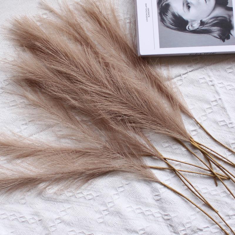 55CM 1PCS Fluffy Pampas Grass Boho Decor Flower Fake Plant Reed Simulated Wedding Party Home Decoration Artificial Flowers