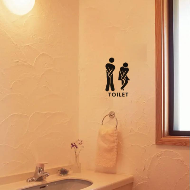 Summer Toilet Sign Sticker, 1 Count Man Woman Toilet Sticker, Diy Decorative Removable Bathroom Vinyl Decal Sticker, Bathroom Accessories, Funny Bathroom Door Decor for Home, Home Gadget