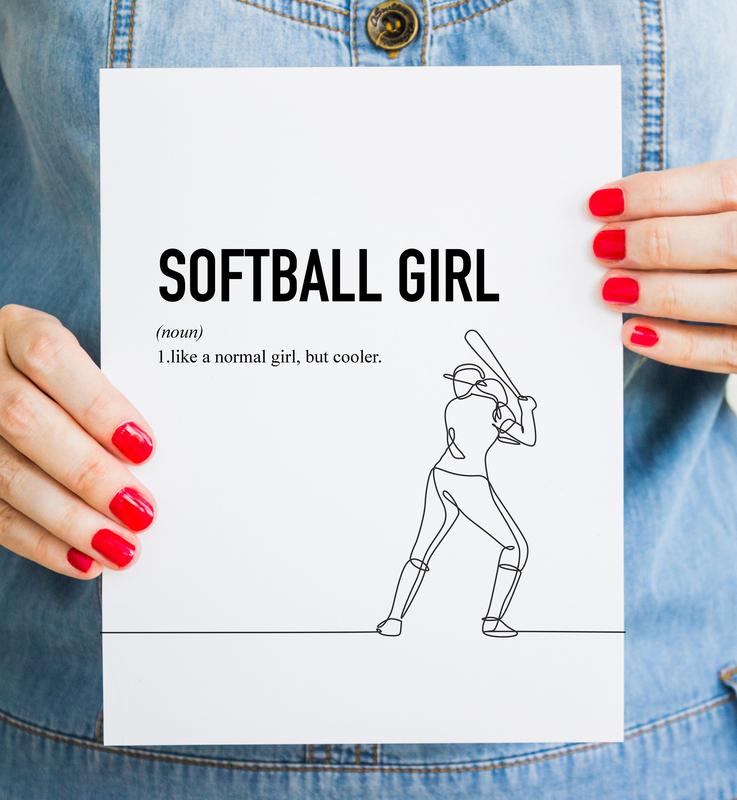 Softball Gift For Girls Softball Girl Gift Poster Softball Wall Art Softball Wall Decor Teen Room Decor