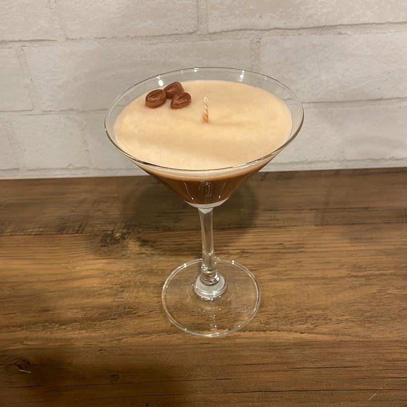 Handmade Espresso Martini Candle Decor with Natural Soy Wax and Cotton Wicks