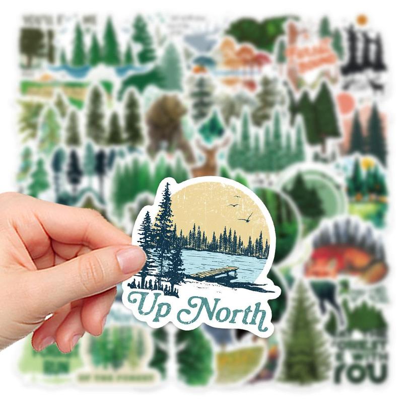 50pcs Creative Forest Landscape Series Graffiti Stickers, DIY Waterproof Decorative Stickers For Water Bottle, Skateboard, Helmet, Bike, Luggage Toy & Laptop